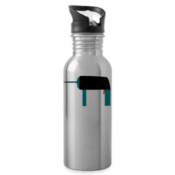 Bohrer Werkzeug Geschenkidee Handwerker Hobby - Trinkflasche mit integriertem Trinkhalm - Lightsilver - Rechts