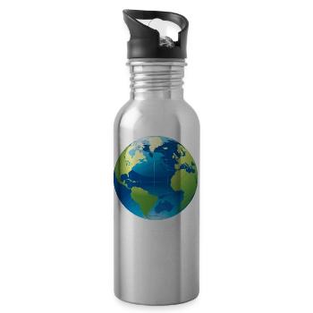 Erde Motiv als Geschenkidee - Trinkflasche mit integriertem Trinkhalm - Lightsilver - Rechts