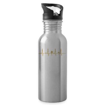 Heartbeat ecg heart human evolution MICROPHONE MICRO - Water bottle with straw - silver - Right