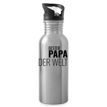BESTER PAPA DER WELT - Trinkflasche mit integriertem Trinkhalm - Lightsilver - Rechts