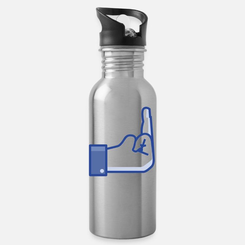 Middekfinger to FB - Trinkflasche mit integriertem Trinkhalm - Lightsilver