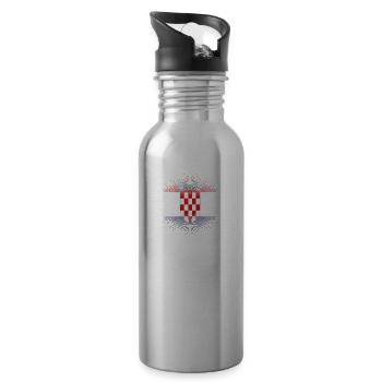 Heimatliebe heimat sonne schein flagge stolz Kroat - Trinkflasche mit integriertem Trinkhalm - Lightsilver - Rechts
