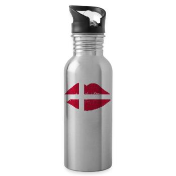 Kiss love kuss lippen queen prinzessin Daenemark p - Trinkflasche mit integriertem Trinkhalm - Lightsilver - Rechts