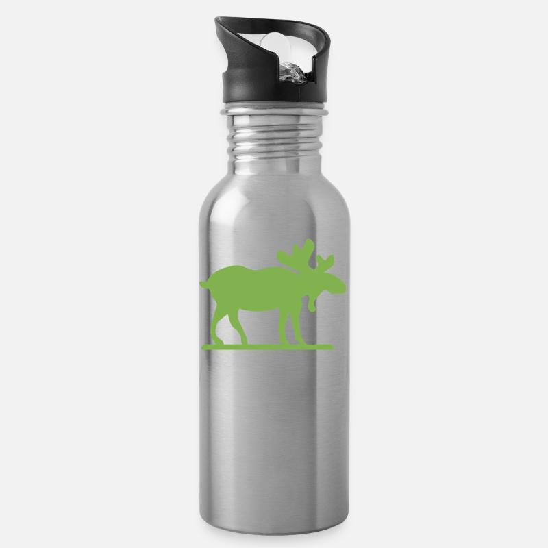 Moose Suède Norvège Finlande Scandinavie - Gourde avec paille intégrée - argent clair