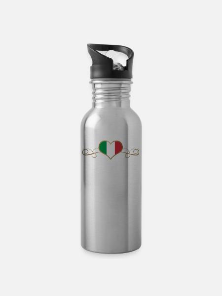 Gold Love Pays Racines Italie - Gourde avec paille intégrée - argent clair