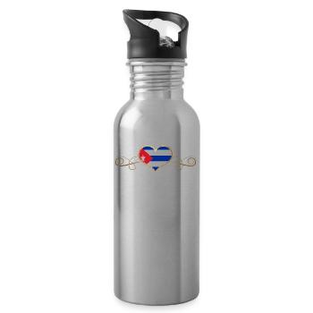Gold Love Land Roots Cuba - Water bottle with straw - silver - Right