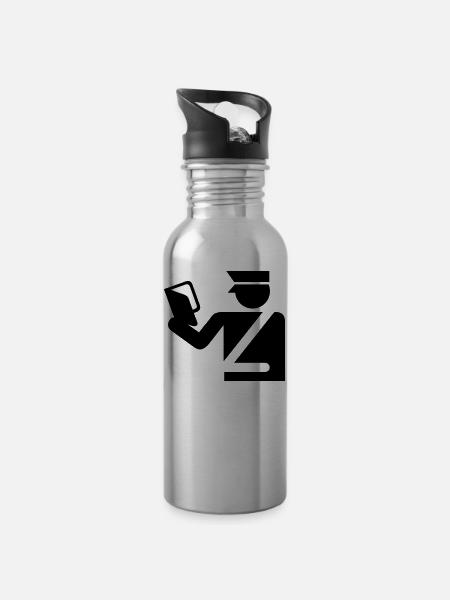 Policeman traffic ticket gift idea hat - Water bottle with straw - silver