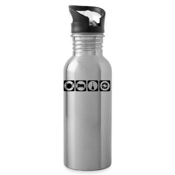 geschenk gift eat sleep repeat gitarre guitar acou - Trinkflasche mit integriertem Trinkhalm - Lightsilver - Rechts