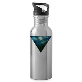 full moon - Water bottle with straw - silver - Right