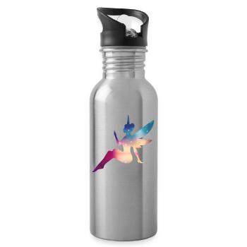 Elf fairy rainbow mythical creature colorful magic - Water bottle with straw - silver - Right