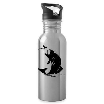 Fly fishing fish in insect gift - Water bottle with straw - silver - Right