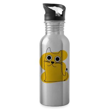 Yellow Cat - Water bottle with straw - silver - Right