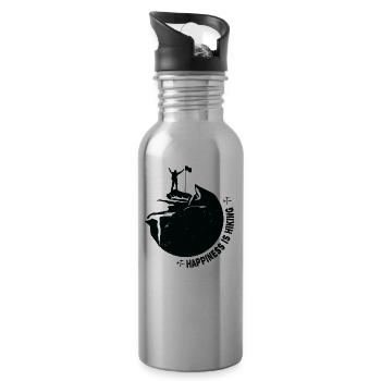 Happiness is HIKING Hiking Mountain Gift Mountains - Water bottle with straw - silver - Right