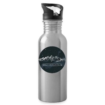 Space mountain hiking mountain gift - Water bottle with straw - silver - Right