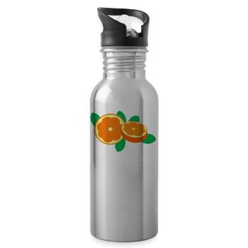 Orange Obst Frucht Frisch Gesund Geschenkidee - Trinkflasche mit integriertem Trinkhalm - Lightsilver - Rechts