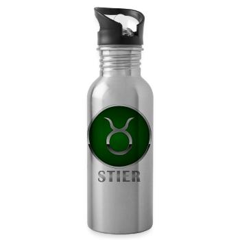 Sternzeichen Stier Horoskop Geschenkidee Geburt - Trinkflasche mit integriertem Trinkhalm - Lightsilver - Rechts