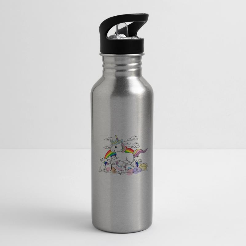 Unicorn easter bunny Easter eggs Water bottle with straw