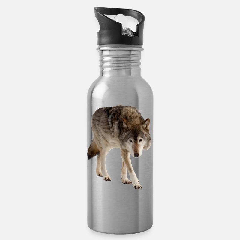 Loup - Gourde avec paille intégrée - argent clair