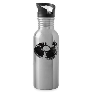 Turntable Logo DJ-T-Shirt - Gesichtsmaske - Trinkflasche mit integriertem Trinkhalm - Lightsilver - Rechts