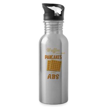 WAFFLE ARE JUST PANCAKES WITH ABS - Water bottle with straw - silver - Right
