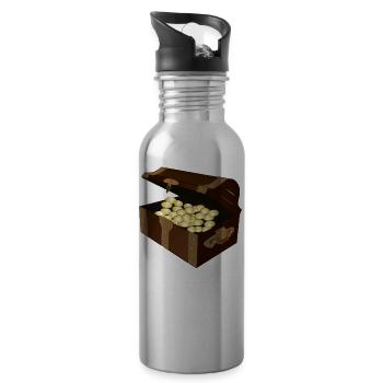 Braune Schatztruhe mit Gold gefüllt. Geschenkidee. - Trinkflasche mit integriertem Trinkhalm - Lightsilver - Rechts