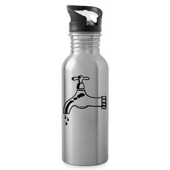 Klempner Wasserhahn - Trinkflasche mit integriertem Trinkhalm - Lightsilver - Rechts