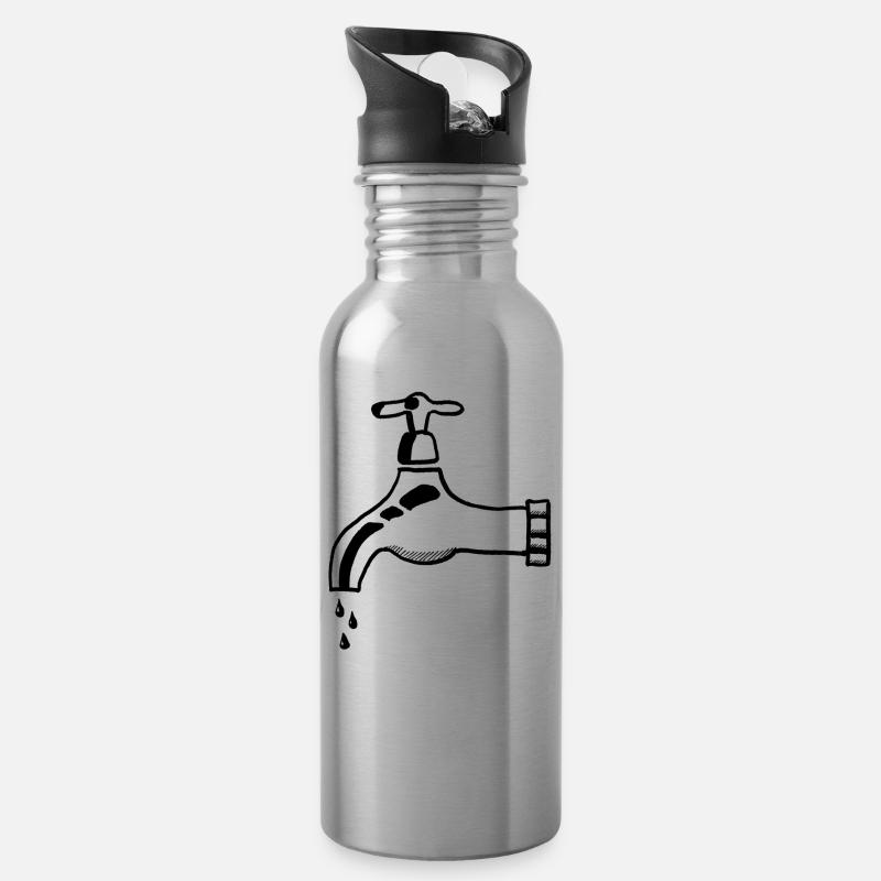 Plombiers Robinet - Gourde avec paille intégrée - argent clair