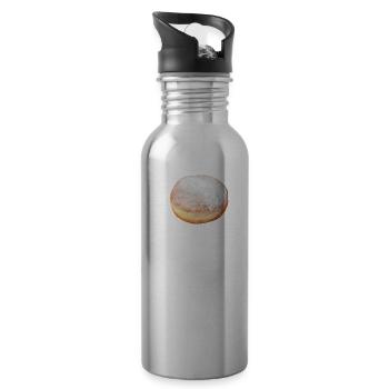 Faschingskrapfen - Trinkflasche mit integriertem Trinkhalm - Lightsilver - Rechts