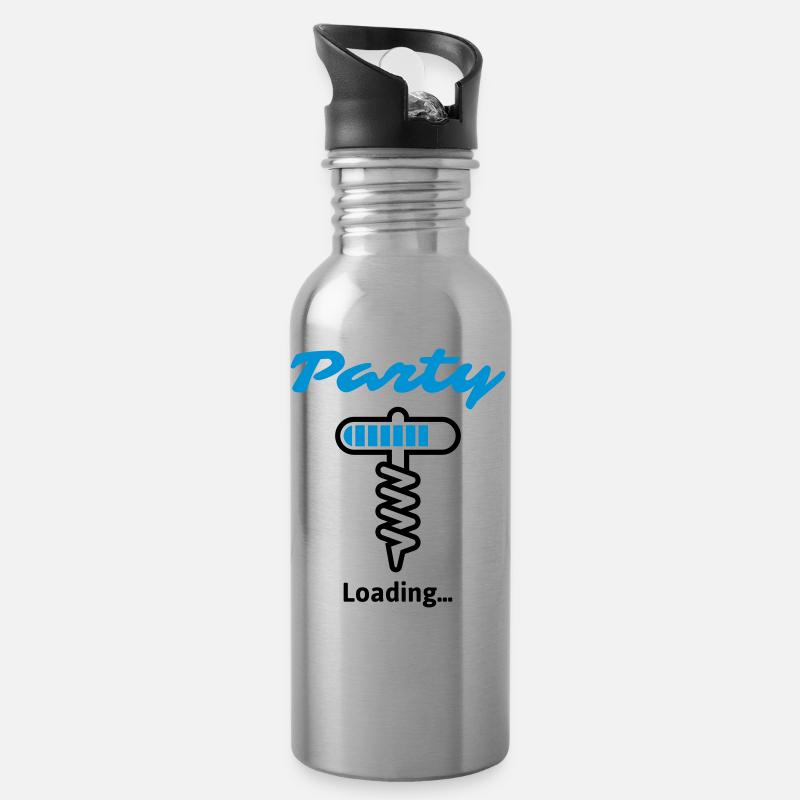 Party Loading... - Trinkflasche mit integriertem Trinkhalm - Lightsilver