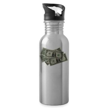 Geld - Dollar - Bargeld - Trinkflasche mit integriertem Trinkhalm - Lightsilver - Rechts