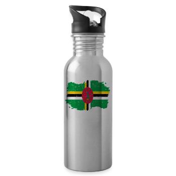 Roots roots flag homeland country Dominica png - Water bottle with straw - silver - Right
