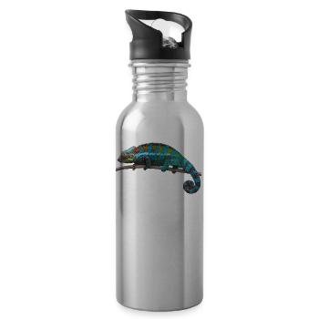 Chamäleon - Blau - Trinkflasche mit integriertem Trinkhalm - Lightsilver - Rechts