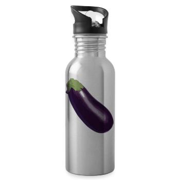aubergine - Gourde avec paille intégrée - argent clair - Droite