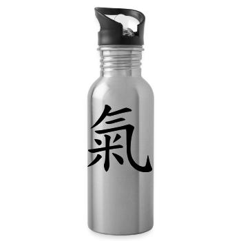 Qi Leben Freude - Trinkflasche mit integriertem Trinkhalm - Lightsilver - Rechts