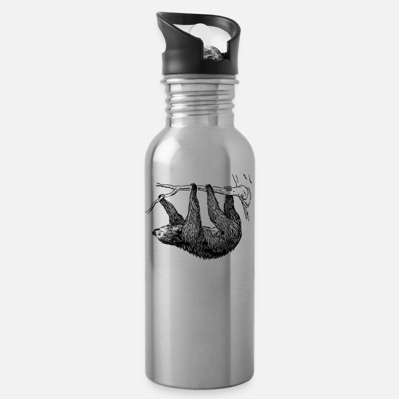 sloth - Water bottle with straw - silver