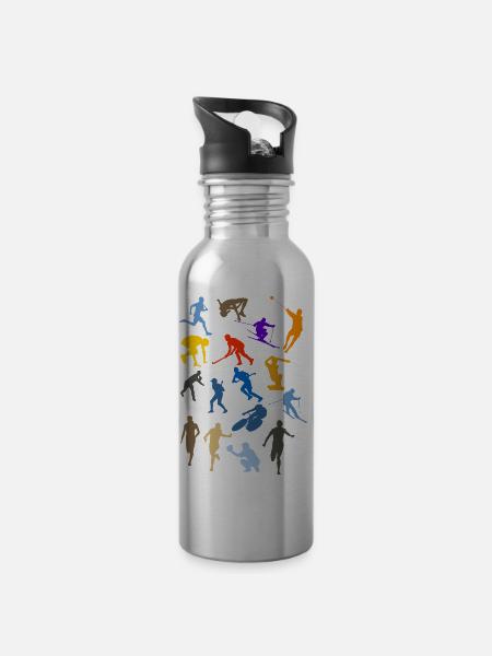 sports - Water bottle with straw - silver