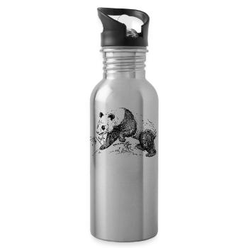 Panda bear - Water bottle with straw - silver - Right