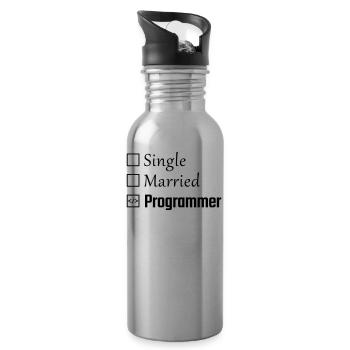 Single, Married, Programmer - Water bottle with straw - silver - Right