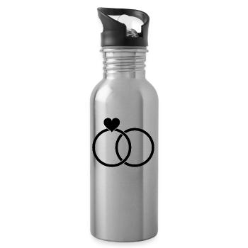 Anneaux Coeur de fiançailles d'amour de mariage cadeau - Gourde avec paille intégrée - argent clair - Droite