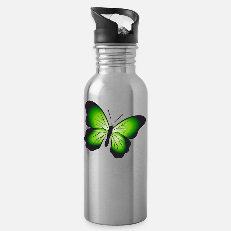 A beautiful butterfly - Water bottle with straw - silver