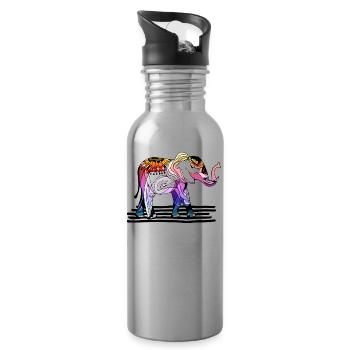 éléphant - Gourde avec paille intégrée - argent clair - Droite