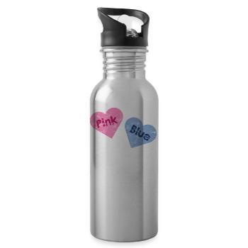 Pink or Blue: Sex does not matter - for pregnant women - Water bottle with straw - silver - Right