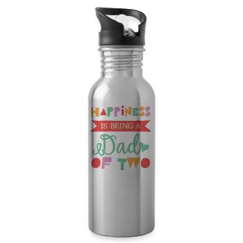 Luck is to be a dad of two children - Water bottle with straw - silver - Right