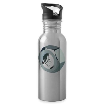 Schraubenmutter - Trinkflasche mit integriertem Trinkhalm - Lightsilver - Rechts