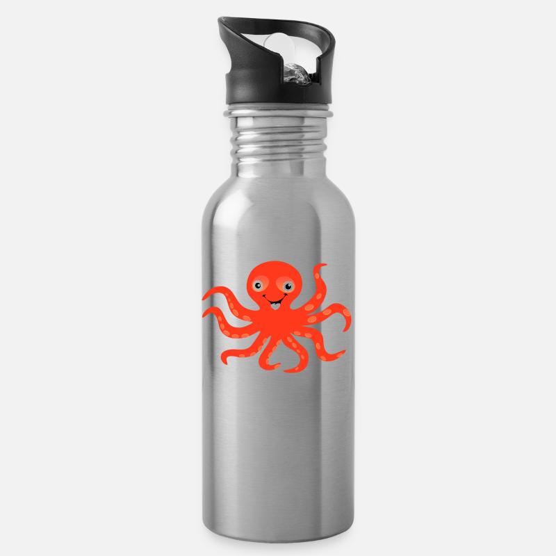 Kraken - Gourde avec paille intégrée - argent clair
