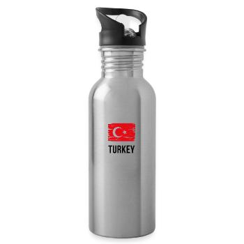 Turquie - « Drapeau » - Gourde avec paille intégrée - argent clair - Droite