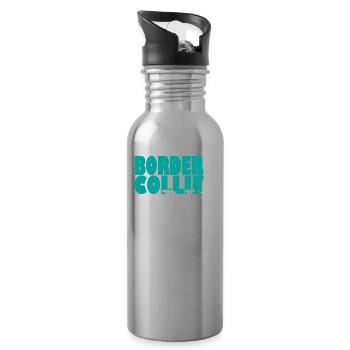 BORDER COLLIE DOG DAD - Trinkflasche mit integriertem Trinkhalm - Lightsilver - Rechts