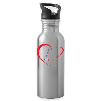 I Love Paris - Trinkflasche mit integriertem Trinkhalm - Lightsilver - Rechts