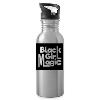 Black Girl Magic 2 Texte blanc - Gourde avec paille intégrée - argent clair - Droite