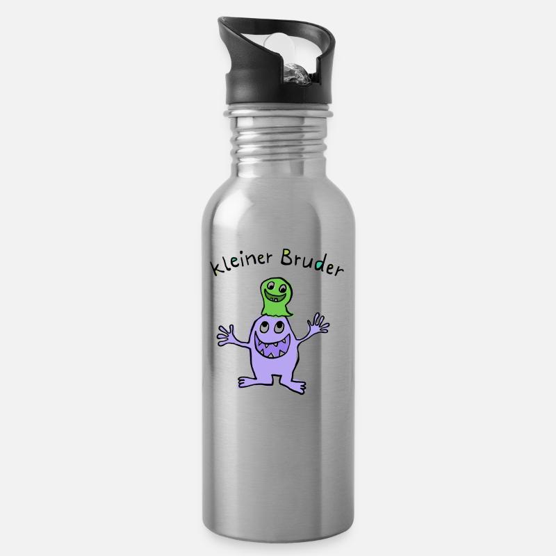 Kleiner Bruder - Trinkflasche mit integriertem Trinkhalm - Lightsilver